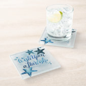 Wens op een Starfish Glazen Onderzetter (Schuin)