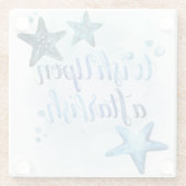 Wens op een Starfish Glazen Onderzetter (Achterkant)