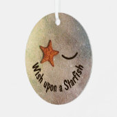Wens op een Starfish op het strand Metalen Ornament (Voorkant links)