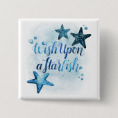 Wens op een Starfish Vierkante Button 5,1 Cm (Voorkant)