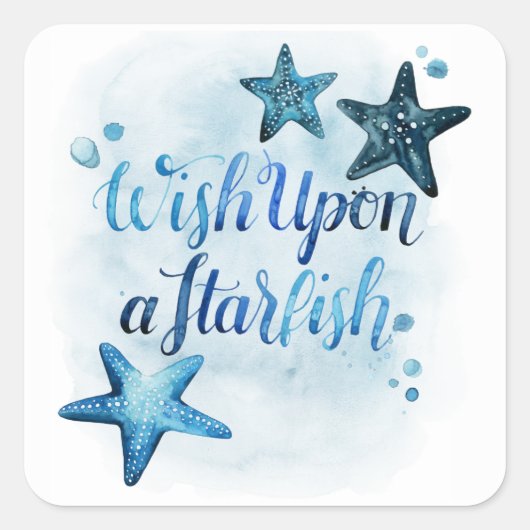 Wens op een Starfish Vierkante Sticker (Voorkant)