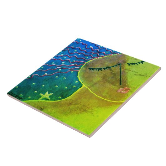 Wens op een ster Abstracte kunst Tegeltje (Zijkant)