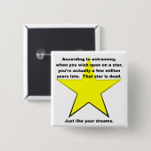Wens op een Ster Grappige Knop Badge Vierkante Button 5,1 Cm (Voorkant /achterkant)