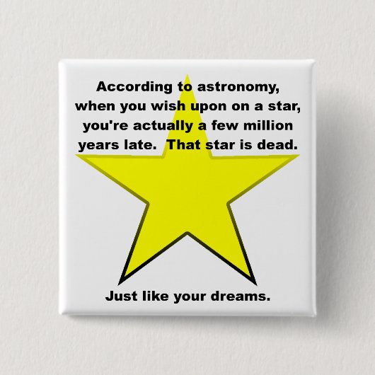 Wens op een Ster Grappige Knop Badge Vierkante Button 5,1 Cm (Voorkant)