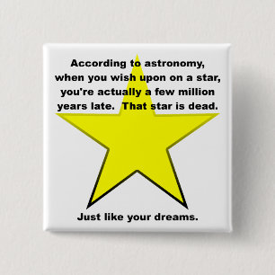 Wens op een Ster Grappige Knop Badge Vierkante Button 5,1 Cm