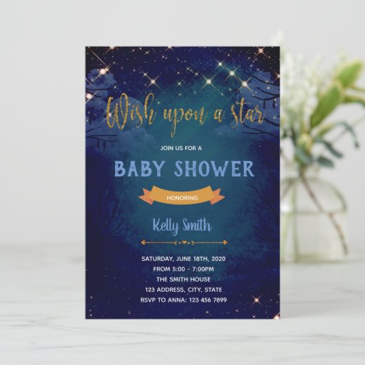 Wens op een ster party uitnodiging (Staand voorkant)