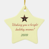 Wens op een stervormgeving keramisch ornament (Achterkant)