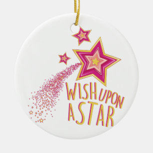 Wens op ster keramisch ornament