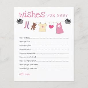 Wens voor baby baby shower waslijn advieskaarten
