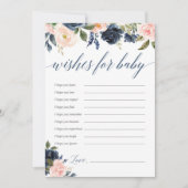 Wens voor baby Blush roze marineblauwe bloemen Kaart (Voorkant)