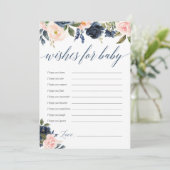 Wens voor baby Blush roze marineblauwe bloemen Kaart (Staand voorkant)