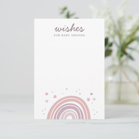 Wens voor baby. Roze en paarse regenboog advies Informatiekaartje (Staand voorkant)