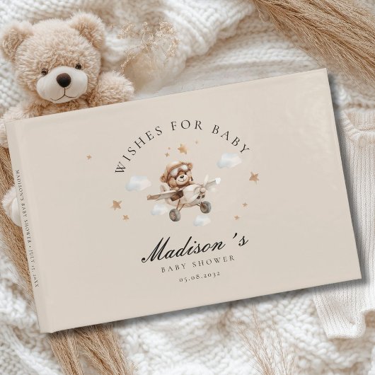 Wens voor Baby! Teddybeer en vliegtuig Gastenboek
