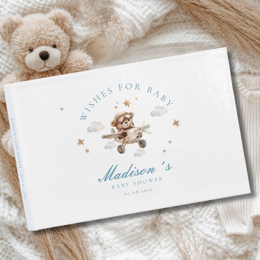 Wens voor Baby! Teddybeer en vliegtuig Gastenboek