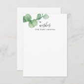 Wens voor baby. Waterverf eucalyptus advies Informatiekaartje (Voorkant / Achterkant)