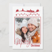 Wens Vrolijk Kerstmis Fotocollage Rode Stijl Kaart (Voorkant)