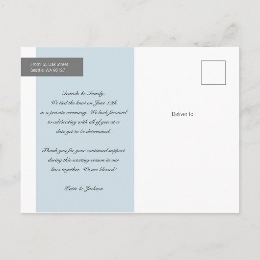 Wensdat u hier de foto van de Update van de Elopem Aankondigingskaart (Achterkant)