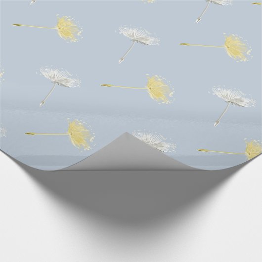 Wensen Blauw Geel Wit Paardenbloem Bloemen Cadeaupapier (Hoek)