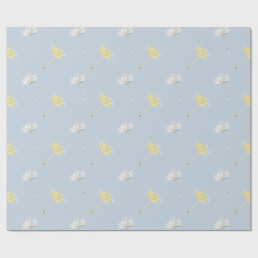 Wensen Blauw Geel Wit Paardenbloem Bloemen Cadeaupapier (Vlak)