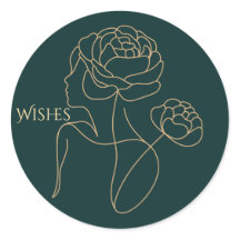Wensen Bloemlijn Kunst Sticker - Elegante Vrouw 