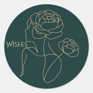 Wensen Bloemlijn Kunst Sticker - Elegante Vrouw
