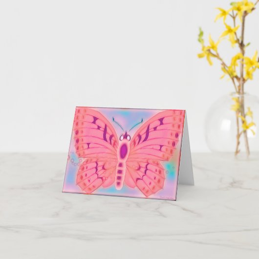 Wensen Butterfly BLANK Kaart (Gele Bloem)