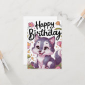 Wensen Eenvoudige Wolf Digitale Verjaardag Kaart (Voorkant / Achterkant in situ)