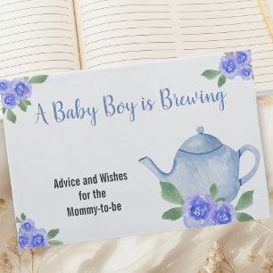 Wensen en advies Blue Theepot Boy Baby shower Gastenboek