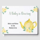 Wensen en advies Geel Theepot Baby shower Gastenboek (Voorkant)
