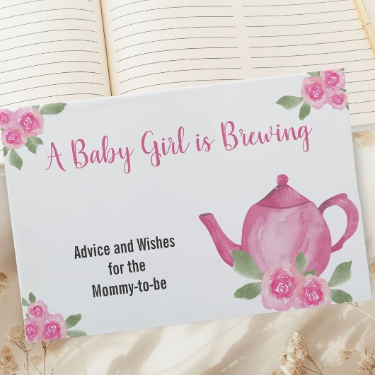 Wensen en advies Roze Theepot Meisje Baby shower Gastenboek