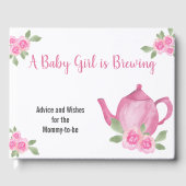 Wensen en advies Roze Theepot Meisje Baby shower Gastenboek (Voorkant)