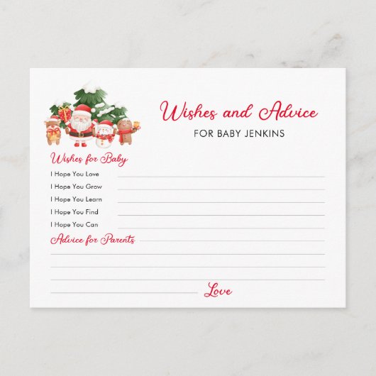 Wensen en advies Santa Baby shower Briefkaart (Voorkant)
