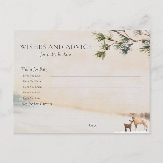 Wensen en Advies Winter Baby shower Kaart (Voorkant)
