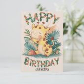 wensen Giraffe Verjaardag Kaart (Staand voorkant)