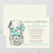 Wensen goed koppels douche turquoise harten kaart (Voorkant / Achterkant)