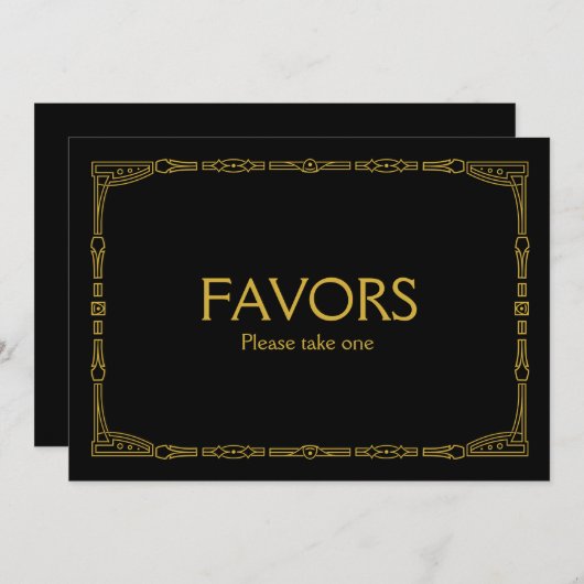 "Wensen" Gouden Art Deco Stijl Trouwbord Kaart (Voorkant / Achterkant)