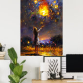 Wensen in de Hemellantaarn Dromen in Expressieve Poster (Thuiskantoor)