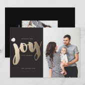 WENSEN JOY GOLD foto kerst wenskaart Feestdagenkaart (Voorkant / Achterkant)