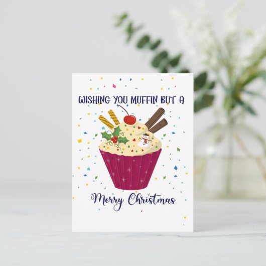 wensen jullie muffin maar een prettige kerstkaart briefkaart (Staand voorkant)