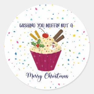wensen jullie muffin maar een prettige kerstkaart ronde sticker