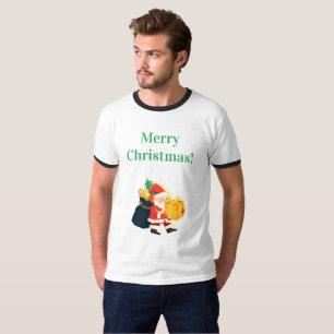Wensen Kerst Gedrukt Vreugde Feest Ringer T-shirt