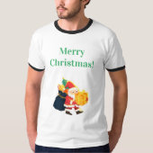 Wensen Kerst Gedrukt Vreugde Feest Ringer T-shirt (Voorkant)