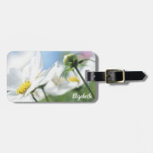 Wensen met witte madeliefjes gepersonaliseerd bagagelabel (Voorkant horizontaal)