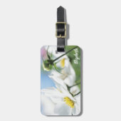 Wensen met witte madeliefjes gepersonaliseerd bagagelabel (Voorkant verticaal)