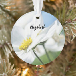 Wensen met witte madeliefjes gepersonaliseerd ornament