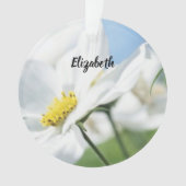 Wensen met witte madeliefjes gepersonaliseerd ornament (voorkant)