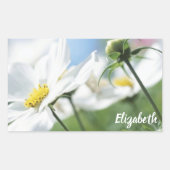 Wensen met witte madeliefjes gepersonaliseerd rechthoekige sticker (Voorkant)