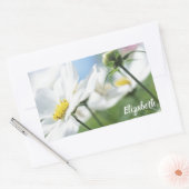 Wensen met witte madeliefjes gepersonaliseerd rechthoekige sticker (Envelop)