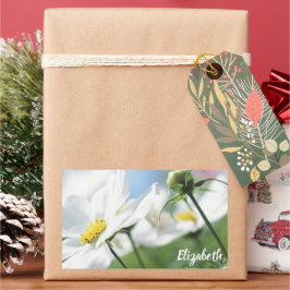 Wensen met witte madeliefjes gepersonaliseerd rechthoekige sticker