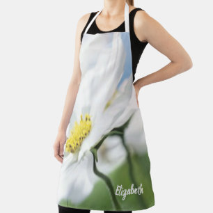 Wensen met witte madeliefjes gepersonaliseerd schort